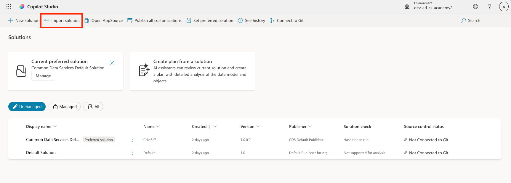 Import Solution
