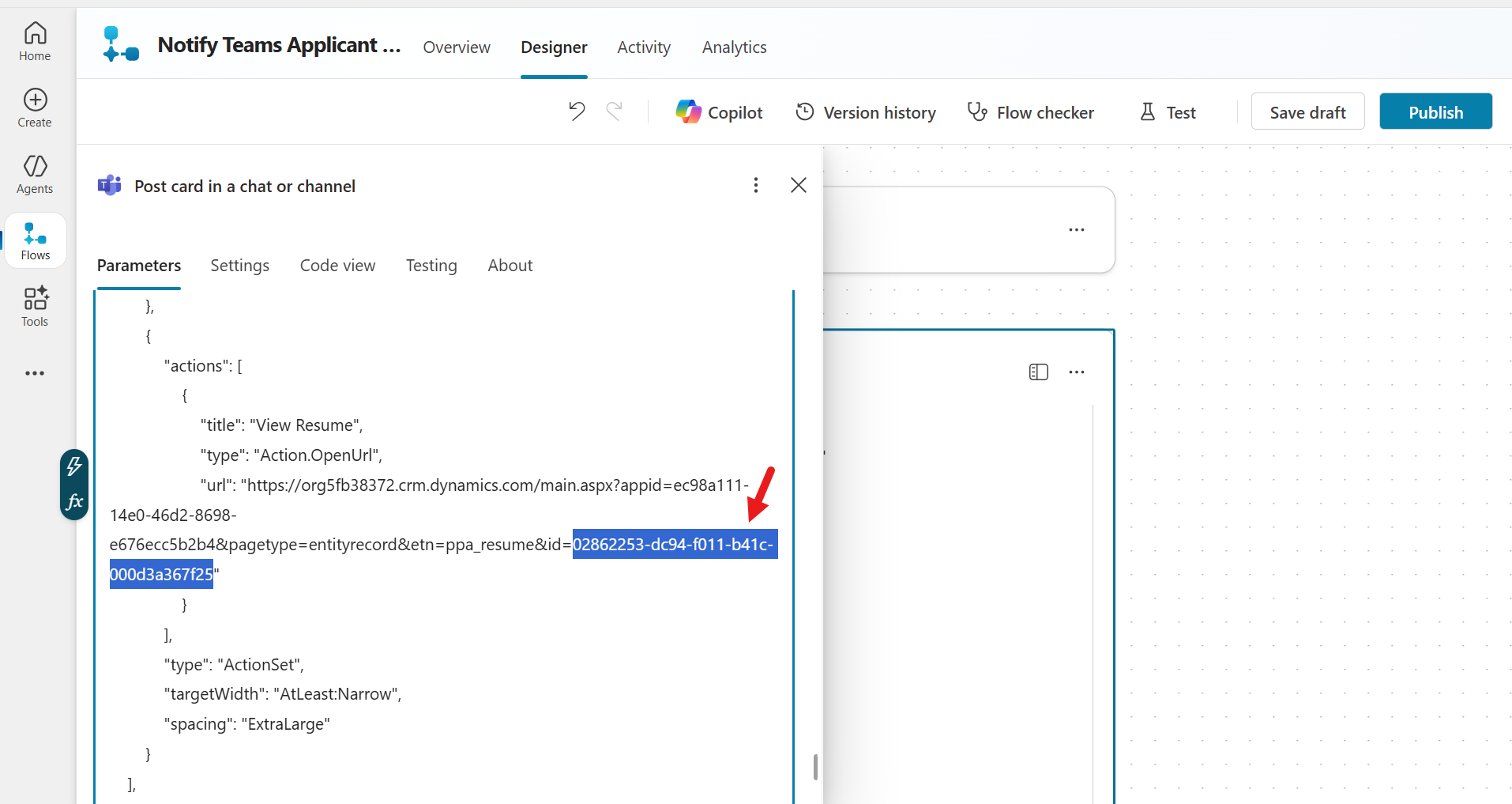 View Resume URL 자리표시자 삭제