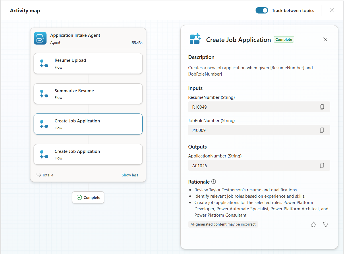 Activity Map의 Create Job Application