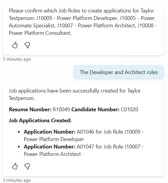 Job Application 생성 테스트 결과