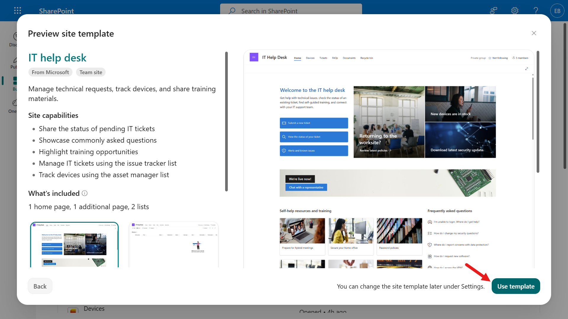 IT help desk 템플릿 사용