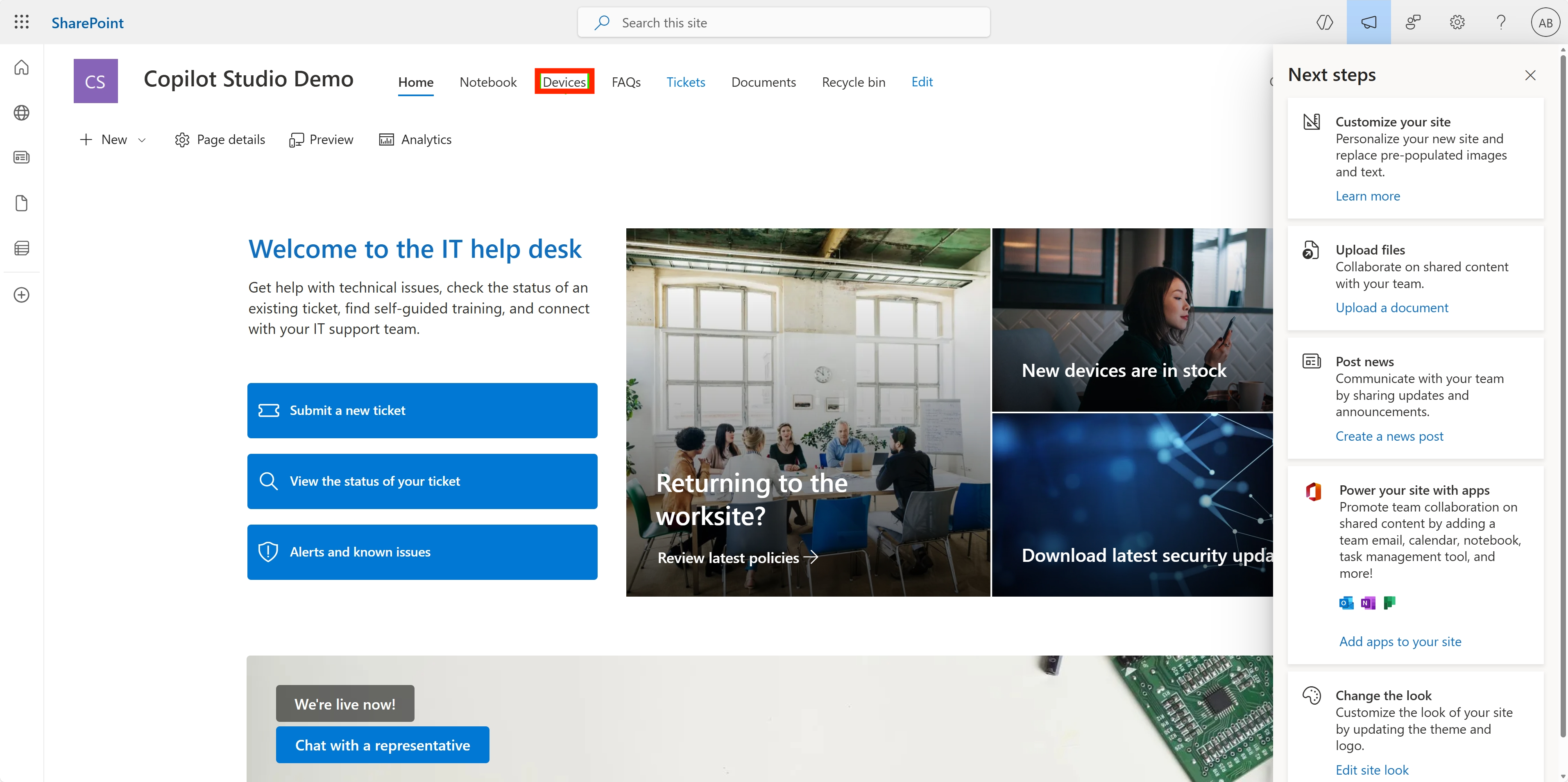 Devices SharePoint 목록