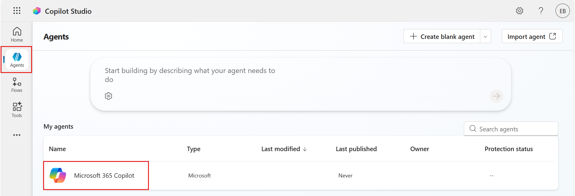 Copilot for Microsoft 365 메뉴 선택 화면