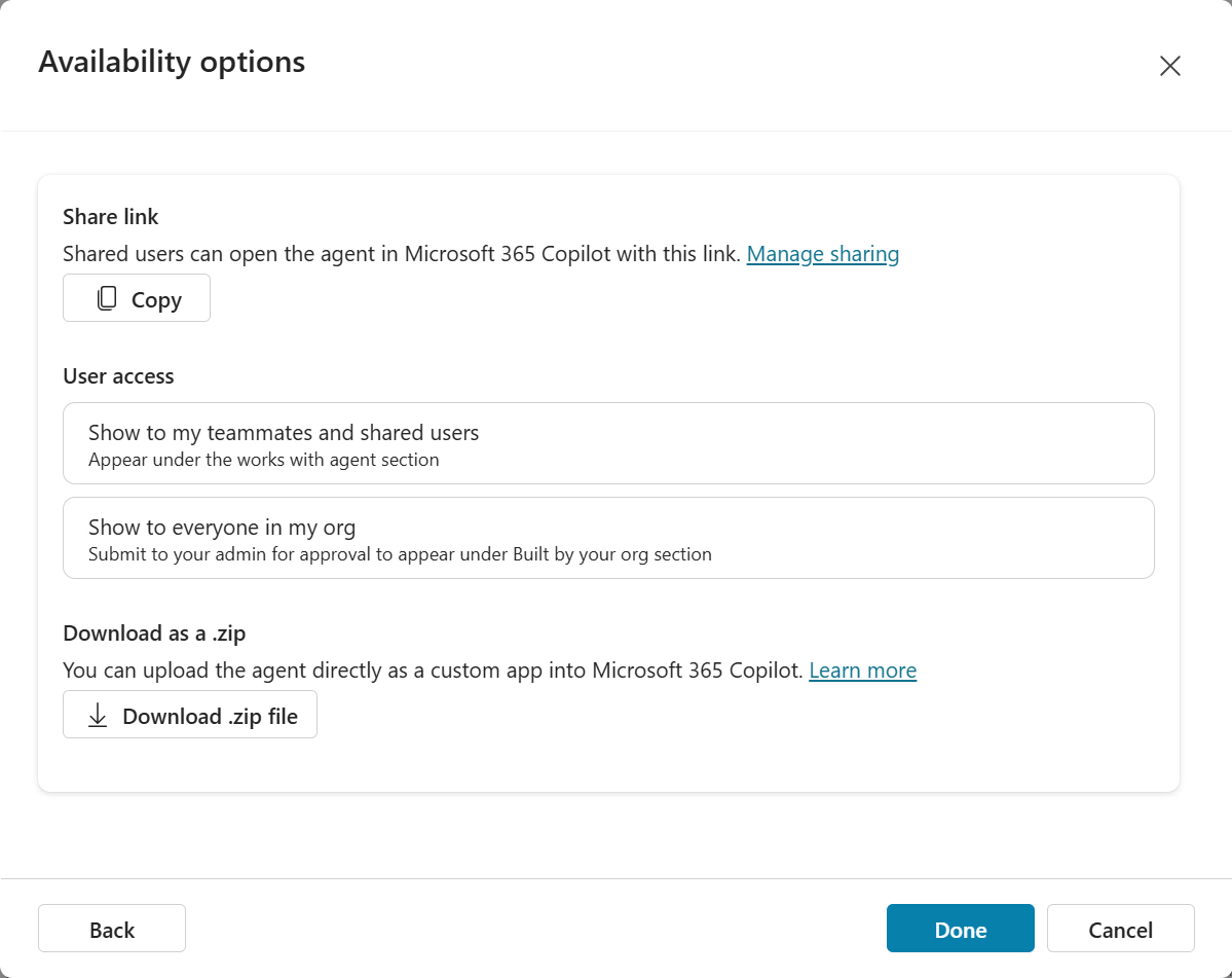 게시 후 Availability options 화면