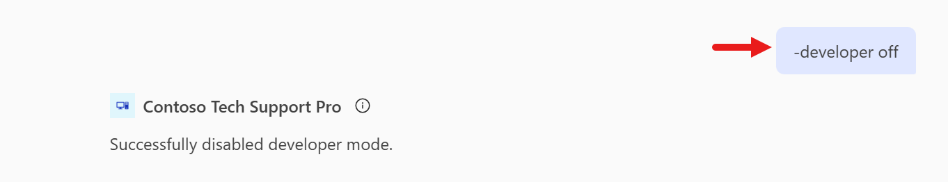 Developer mode 비활성화 메시지 화면