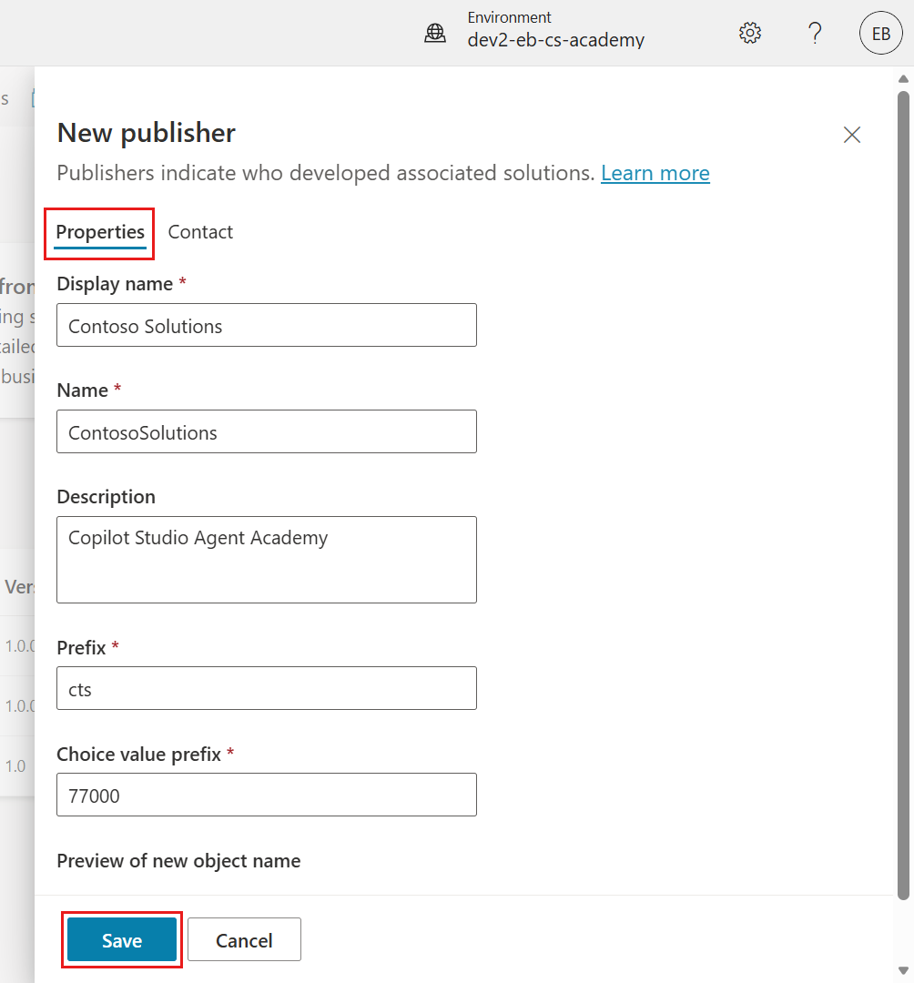 Publisher 저장 화면