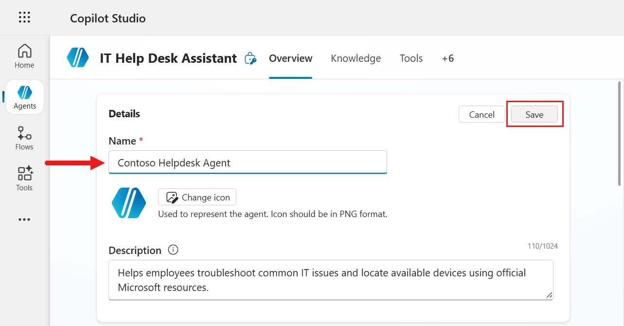 Update agent name
