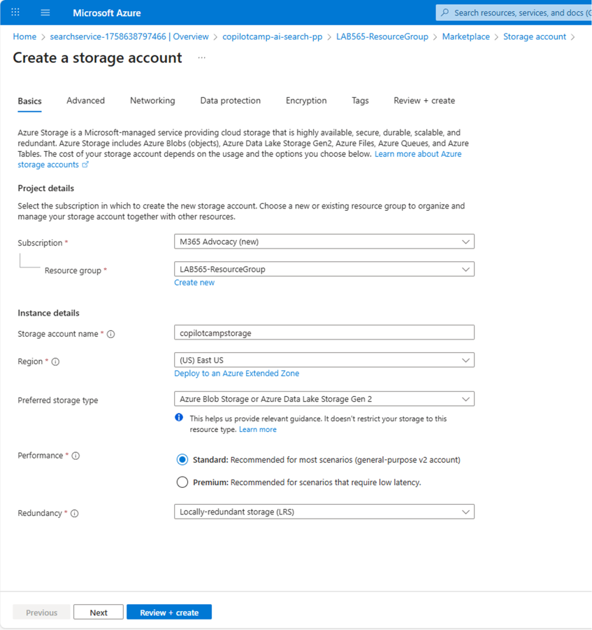 Azure Storage 계정 생성