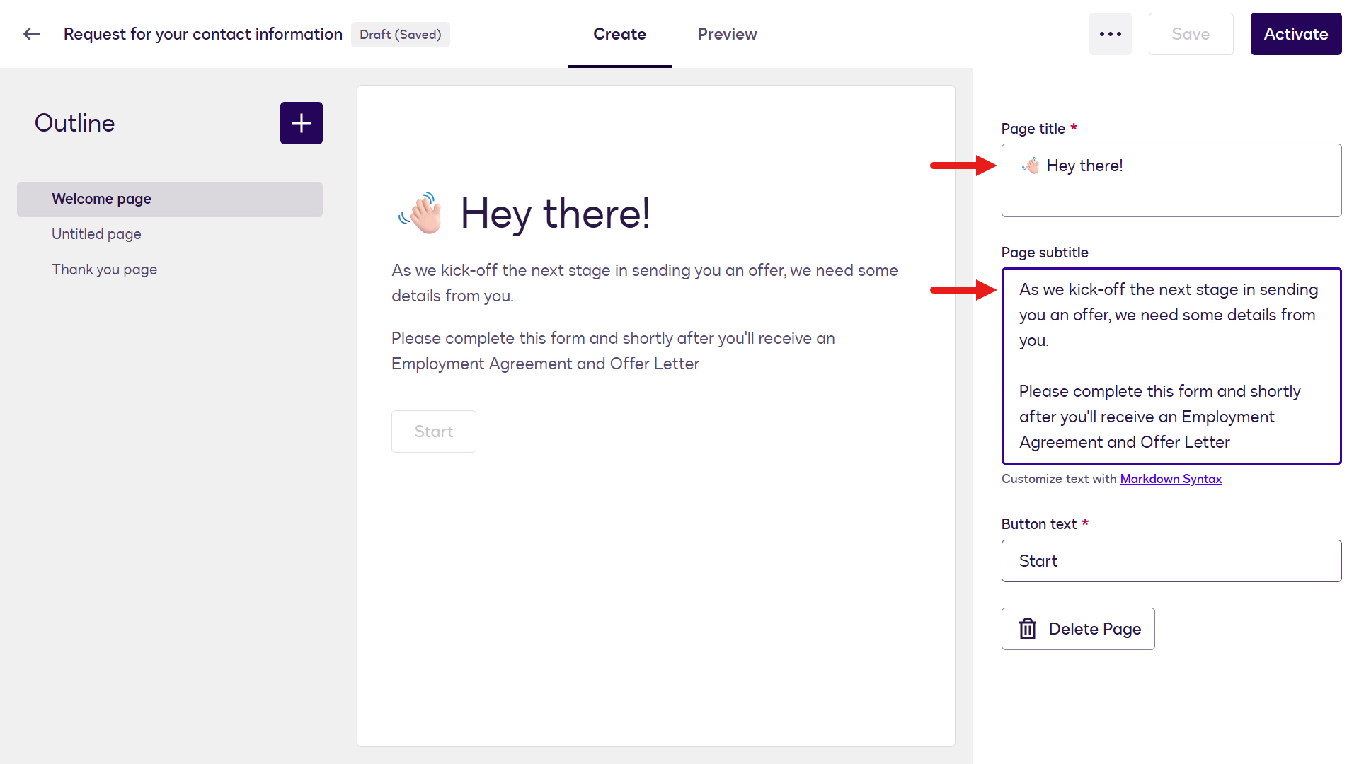 Welcome page 세부 정보 업데이트