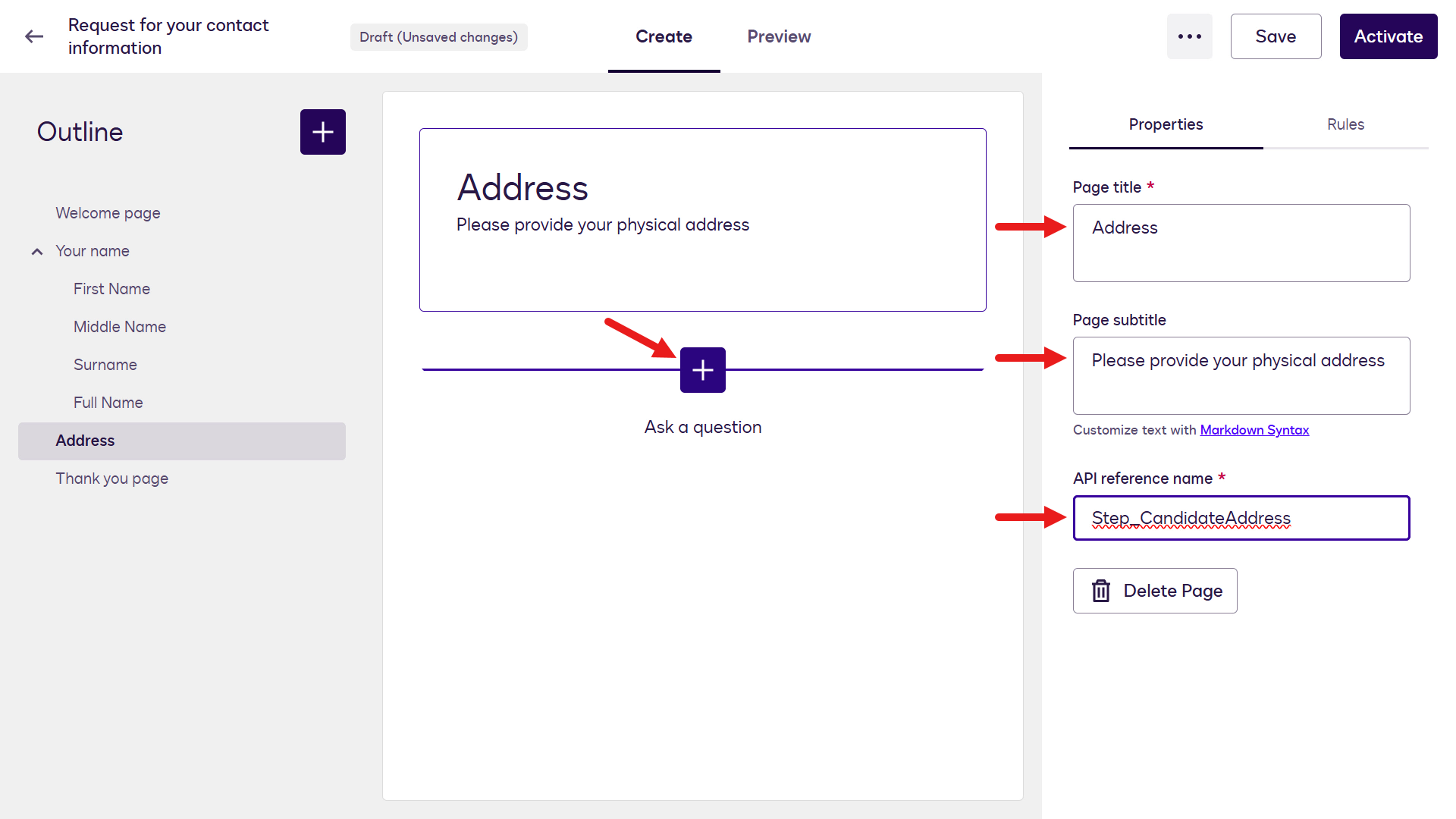 Address 페이지 세부 정보 업데이트
