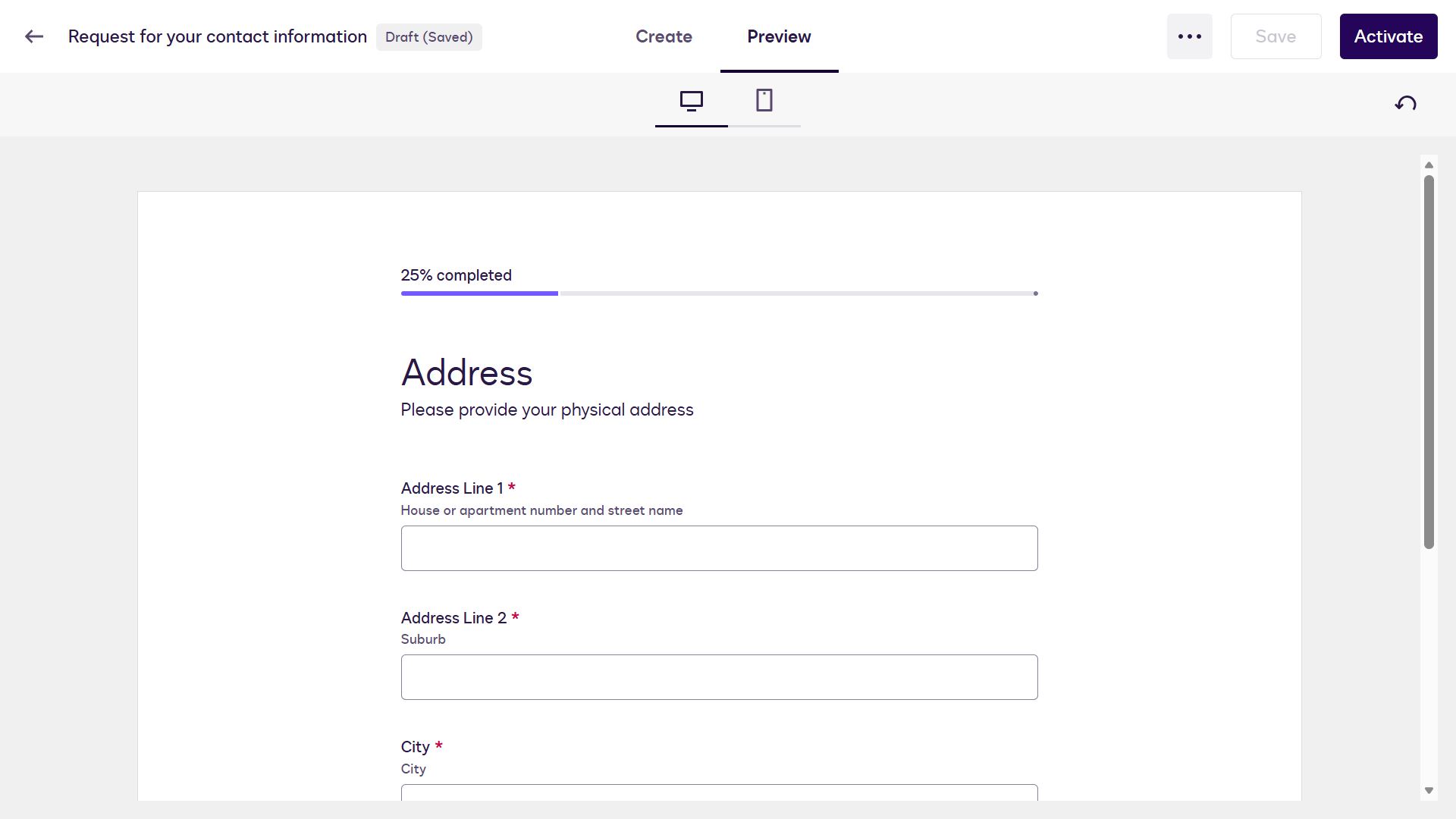 Web Form의 Address 페이지