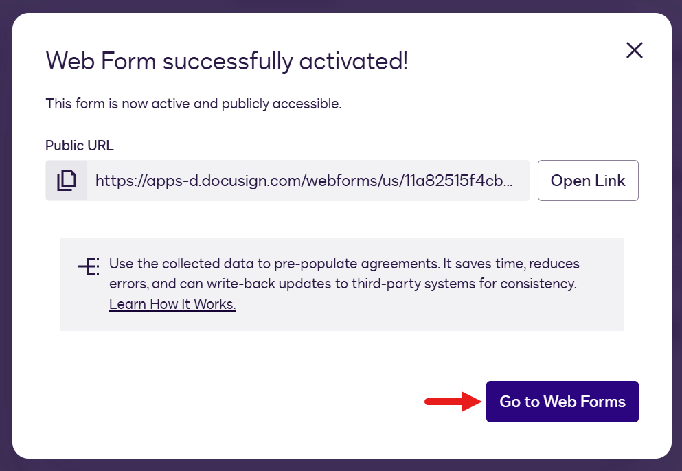 Go to Web Forms 선택