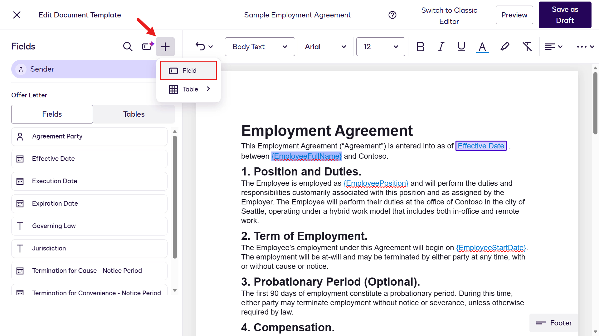 Employee Full Name 사용자 정의 필드 추가