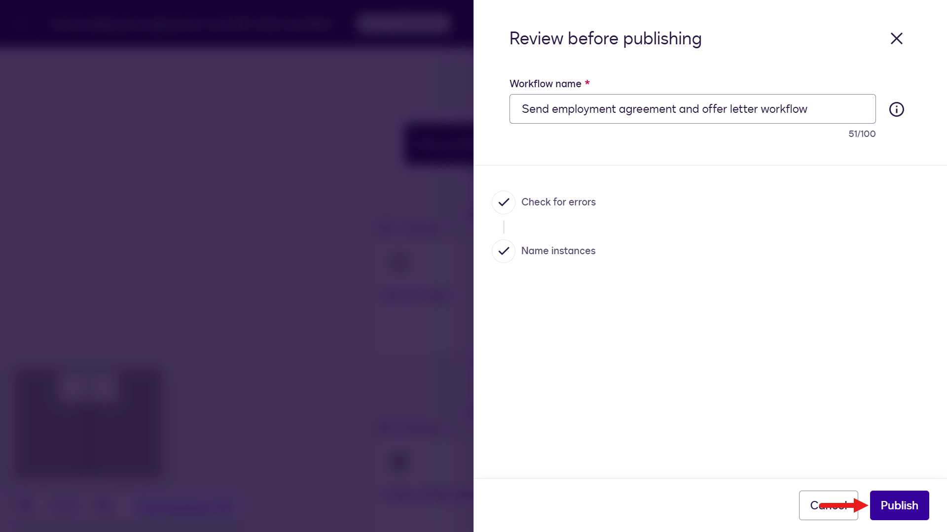 Publish 선택
