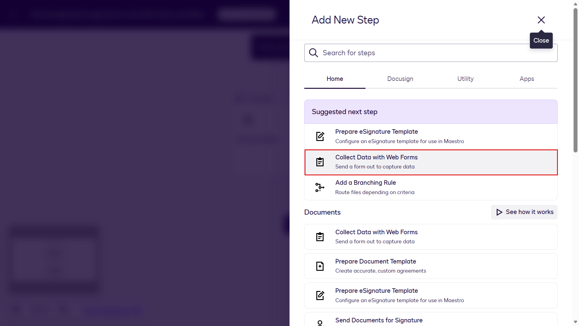 Collect Data with Web Forms 선택