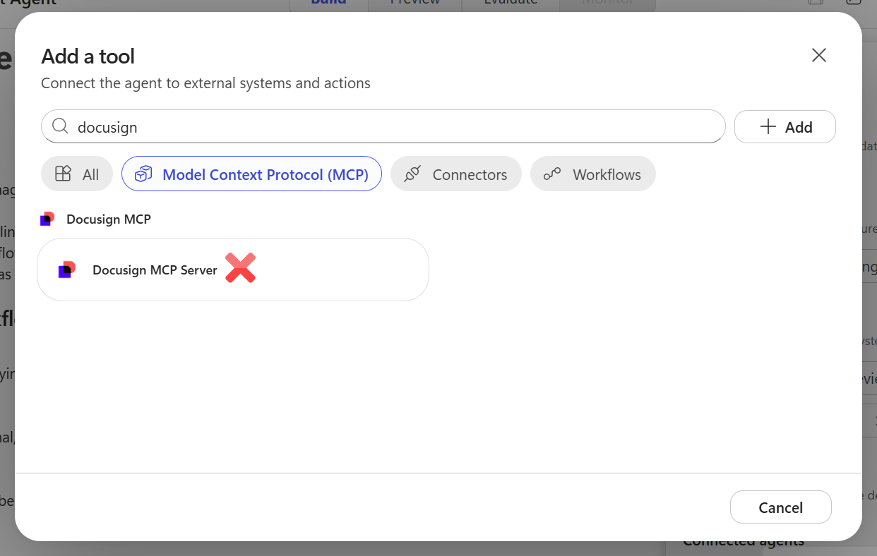 검색 금지 - Docusign MCP 대신 Docusign MCP Demo 선택