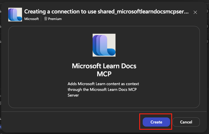 Create connection confirm