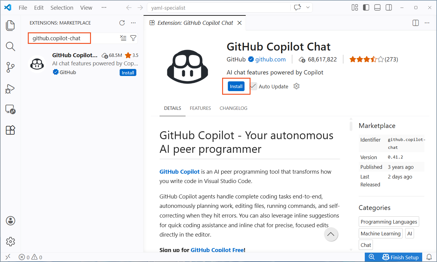 GitHub Copilot Chat 설치