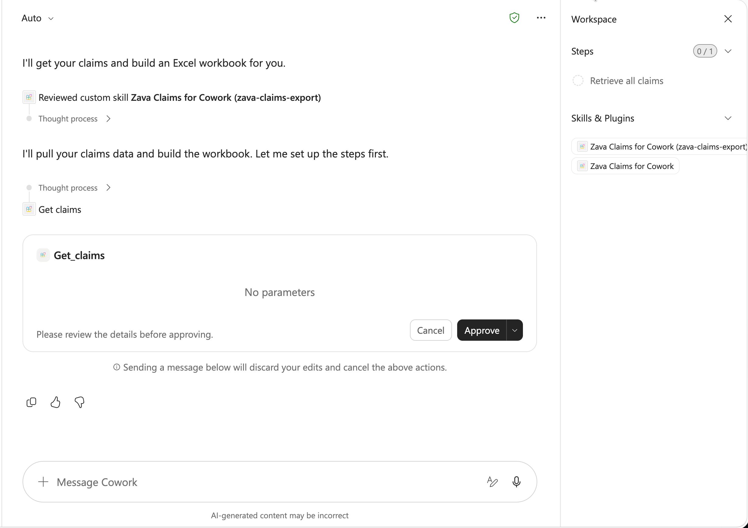 Cowork의 도구 승인 대화 상자