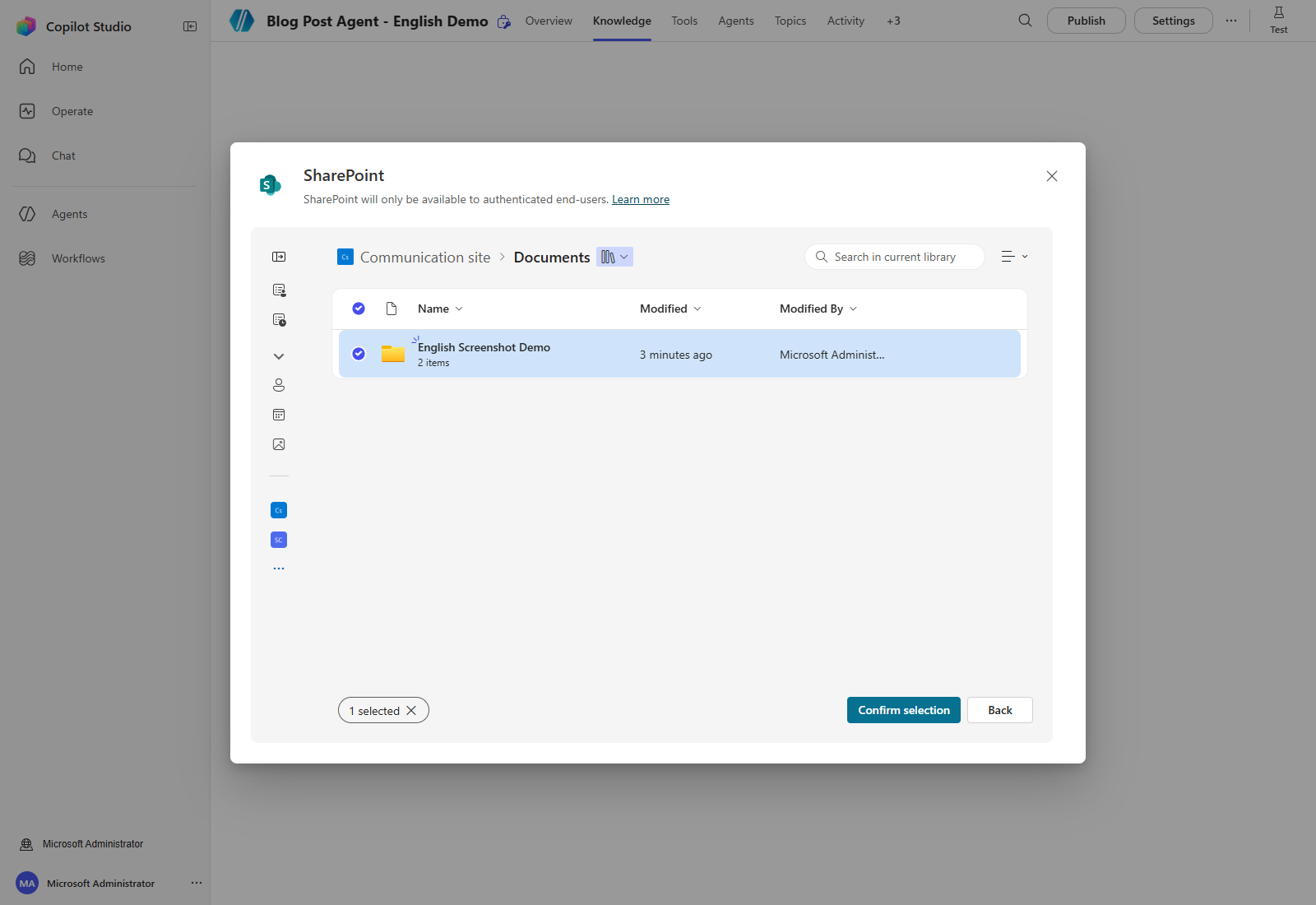 Selecting the English Screenshot Demo folder containing the two approved PDF files