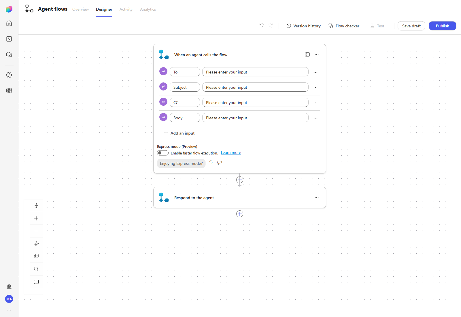 All four text inputs declared on the trigger