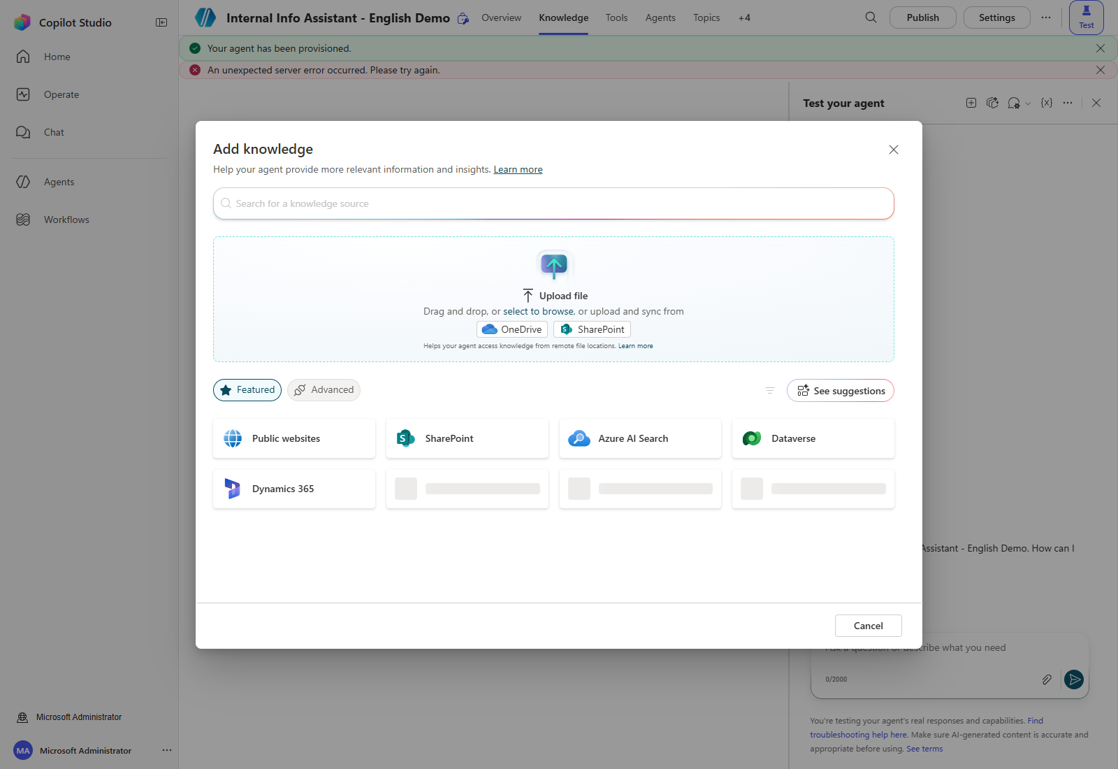 Add knowledge source catalog