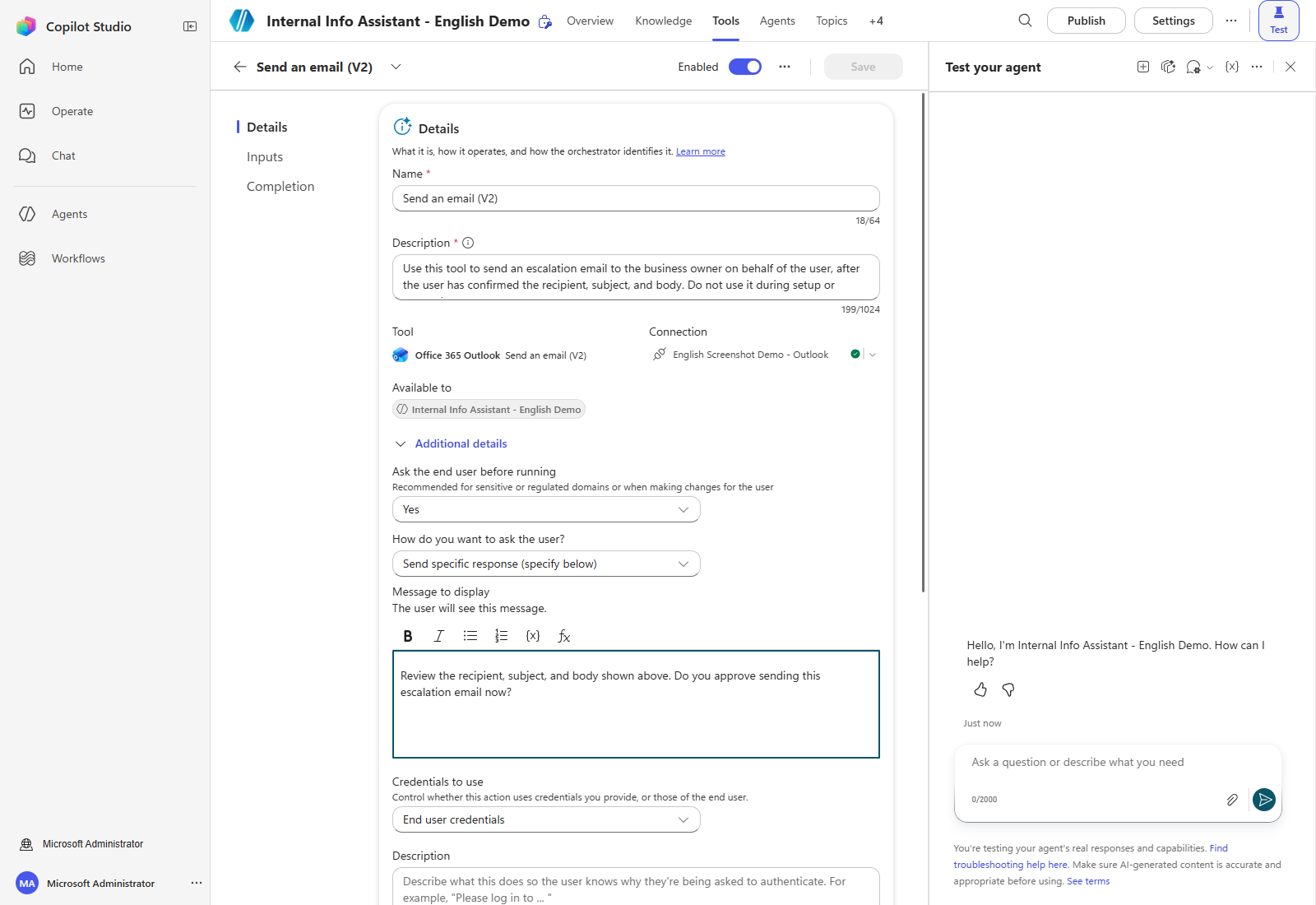 Saved confirmation prompt and credential setting
